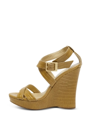 Jimmy Choo Pre-Owned Lucia lizard-embossed sandals - Neutrals