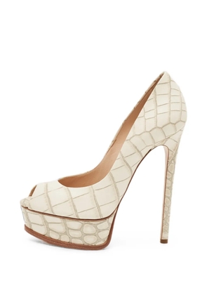 Casadei croc-embossed platform sandals - Neutrals