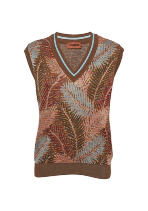 Missoni Pre-Owned foliage-pattern V-neck knitted cotton vest - Brown