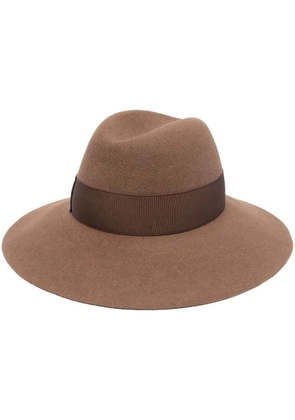 Borsalino ribbon-detail fedora hat - Brown