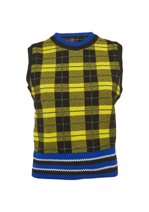 Versace Pre-Owned plaid-pattern knit wool vest - Yellow