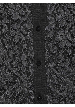 Dolce & Gabbana Pre-Owned lace-panel rib-knit cardigan - Grey