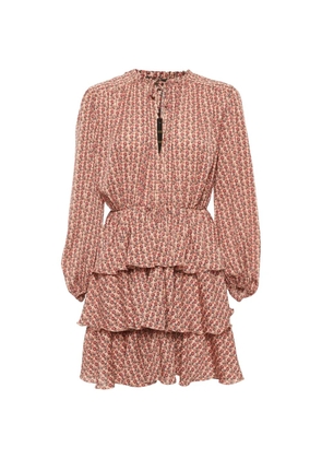 Maje floral-print ruffled mini dress - Pink