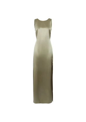 Pianoforte x max-mara maxi satin draped-back dress - Green