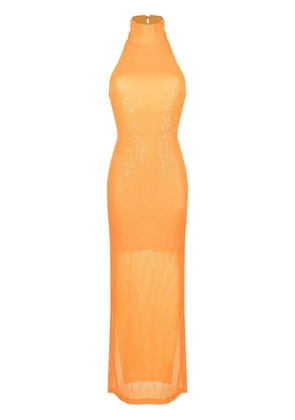 ROTATE BIRGER CHRISTENSEN sequinned halterneck midi dress - Orange