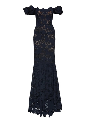 Oscar de la Renta Mixed Botanical guipure-lace maxi dress - Black