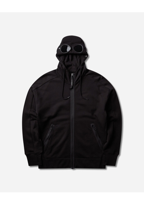 Men s Diagonal Raised Fleece Goggle Zipped Hoodie Black