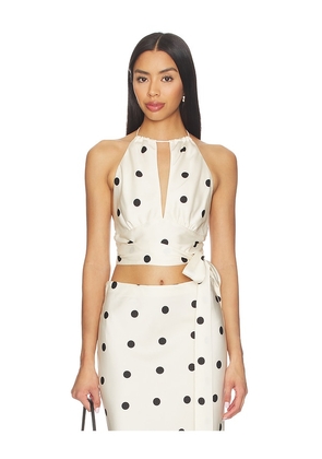 Bardot Pheobe Satin Halter Tie Top in Cream. Size 4. Also in 2, 6, 8, 10.