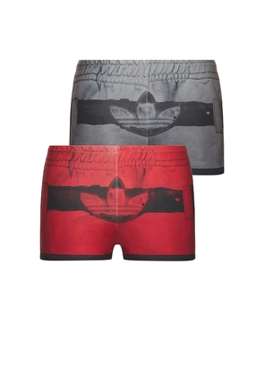 adidas Originals AV Printed Shorts 2 Pack in Red. Size XS. Also in S, M, L.