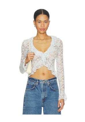 LIONESS Long Nights Long Sleeve Top in Baby Blue. Size S. Also in XXS, XS, M, L, XL.