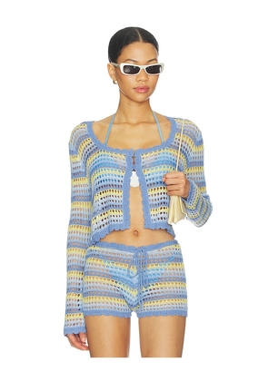 MORE TO COME Anele Crochet Top in Blue. Size XS. Also in S, M, L.