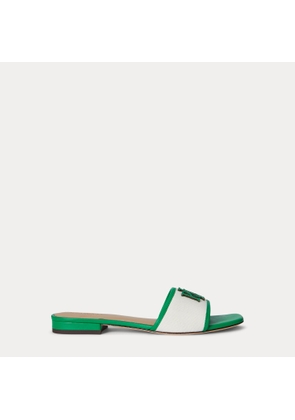 Everley Leather-Trim Canvas Slide Sandal