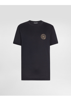 Dolce & Gabbana Cotton T-shirt With Patch - Man T-shirts And Polos Blue 52