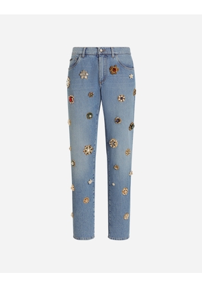 Dolce & Gabbana Classic Cotton Jeans With Tag And Bejeweled Details - Man Denim Multi-colored 52