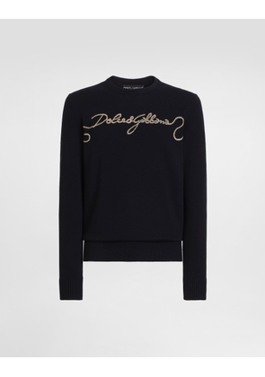Dolce & Gabbana Smooth Knit Pullover With Embroidery - Man Collection Blue 52