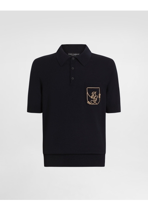 Dolce & Gabbana Virgin Wool Polo Shirt With Logo - Man Collection Blue 44