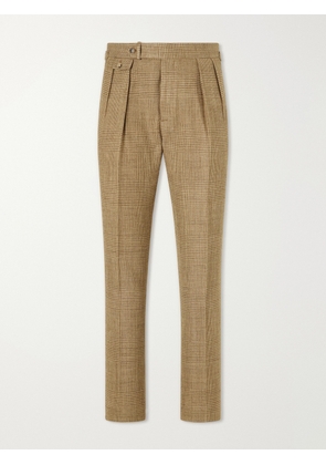 Polo Ralph Lauren - Straight-Leg Pleated Houndstooth Linen, Silk and Wool-Blend Trousers - Men - Neutrals - UK/US 30