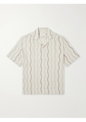 Frescobol Carioca - Roberto Camp-Collar Striped Linen Shirt - Men - Green - S