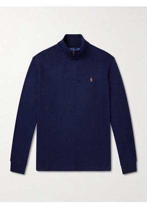 Polo Ralph Lauren - Logo-Embroidered Cotton-Jersey Half-Zip Sweater - Men - Blue - XS