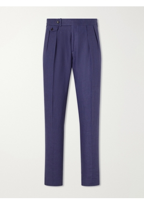 Polo Ralph Lauren - Straight-Leg Pleated Linen Suit Trousers - Men - Blue - UK/US 32
