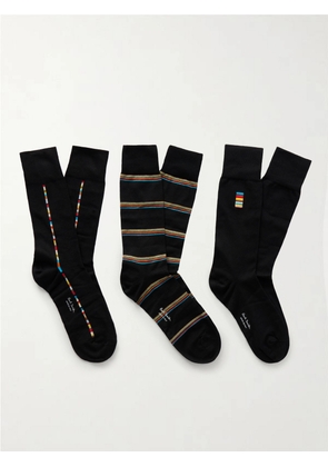Paul Smith - Pack of Three Striped Cotton-Blend Socks - Men - Multi