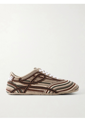 LOEWE - Paula's Ibiza Yago Embroidered Canvas Sneakers - Men - Brown - EU 40