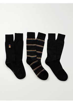 Paul Smith - Pack of Three Striped Cotton-Blend Socks - Men - Multi