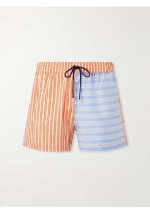 Paul Smith - Dual-tone Straight-Leg Striped Swim Shorts - Men - Orange - S