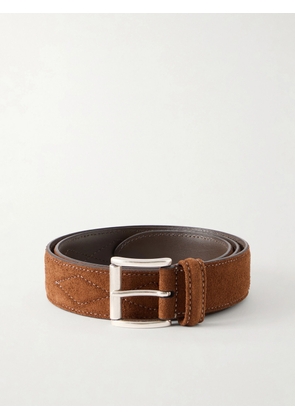 Anderson's - 3cm Quilted Suede Leather Belt - Men - Brown - EU 75