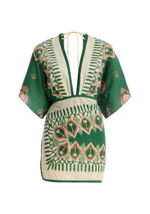 Johanna Ortiz Inundada de Color Printed Cotton Mini Dress - Moda Operandi