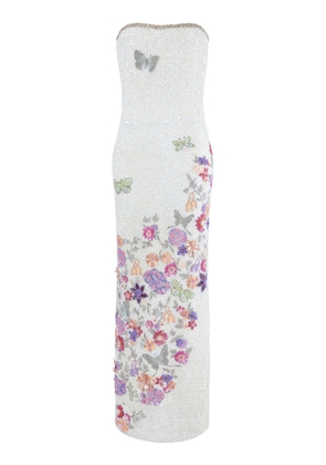 La Fuori Bianca Moonlight Floral Embellished Tulle Midi Dress - Moda Operandi