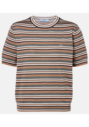 Prada Striped cotton and silk T-shirt