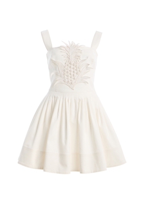 Oscar de la Renta Pineapple-Embroidered Denim Mini Dress - Moda Operandi