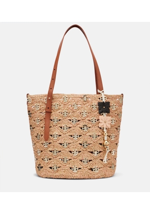 Rabanne Small embellished raffia tote bag