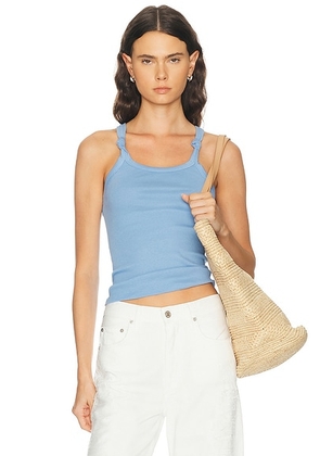 RE/DONE Knotted Ribbed Tank in Seaside - Blue. Size L (also in M, S, XS).