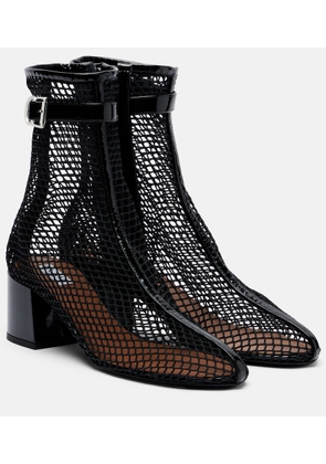 Alaia Fishnet patent leather-trimmed ankle boots