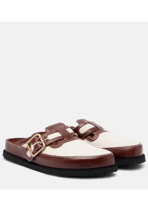 Birkenstock 1774 Boston leather-trimmed woven clogs