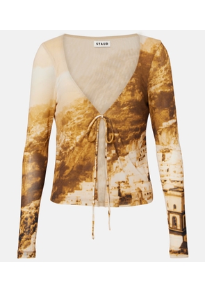 Staud Avani printed mesh top