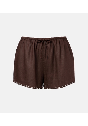 Staud Paddle embellished linen shorts