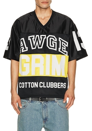 AWGE Cotton Clubbers Football Jersey in Black - Black. Size S (also in M, L, XL/1X).