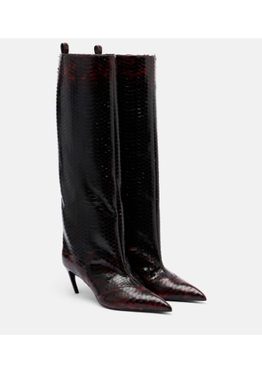 The Attico Lea snake-effect leather knee-high boots
