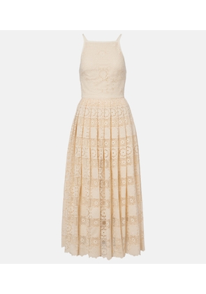 Elie Saab Silk and cotton-blend guipure lace midi dress