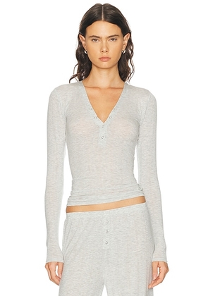 Negative Underwear Whipped Henley Top in Cloud - Grey. Size XXL/2X (also in XS, S, M, L, XL/1X).