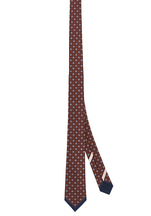 Valentino Garavani Yarn Dyed Tie in Arancio  Blu  & Avorio - Burgundy. Size all.