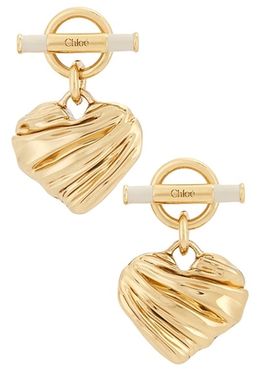 Chloe Heart Earrings in Gold & Ivory - Metallic Gold. Size all.
