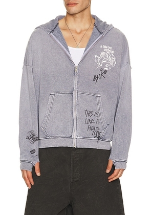 Paly Hollywood Carrying The Message Zip Hooded Sweatshirt in Grey - Grey. Size XS/S (also in M/L, XL/XXL).