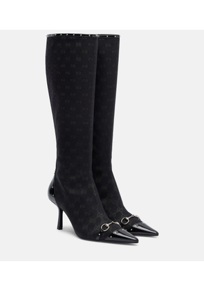 Gucci Savoy Horsebit GG canvas knee-high boots