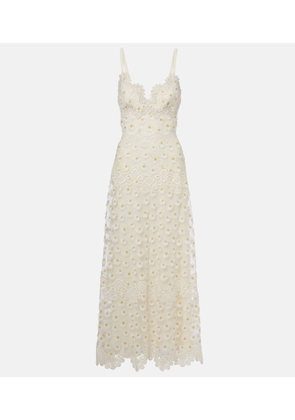 Elie Saab Embroidered guipure lace tulle maxi dress