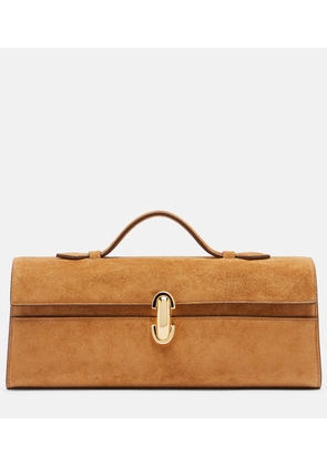 Savette Symmetry Slim Medium suede top-handle bag