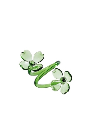The Favorites Botanica Glass Flower Napkin Rings Set Of 4 in Green - Green. Size all.